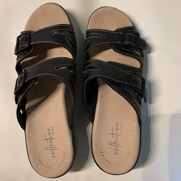 Clarks Collection Sandal,7M, Like new, Black, Velcro adjustment, So comfort sole - Picture 3 of 10